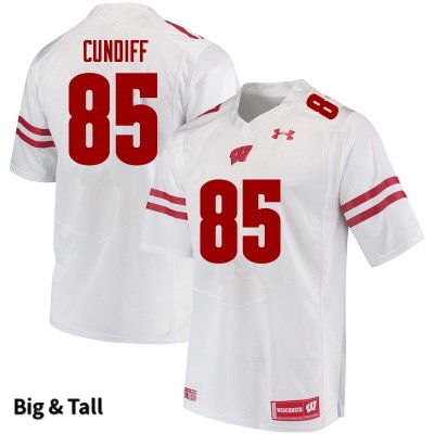 Men's Wisconsin Badgers NCAA #85 Clay Cundiff White Authentic Under Armour Big & Tall Stitched College Football Jersey BU31Y84JI